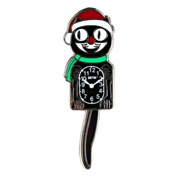 Kit-Cat Klock Jewelry - Kit-Cat Klock as Santa Lapel Pin